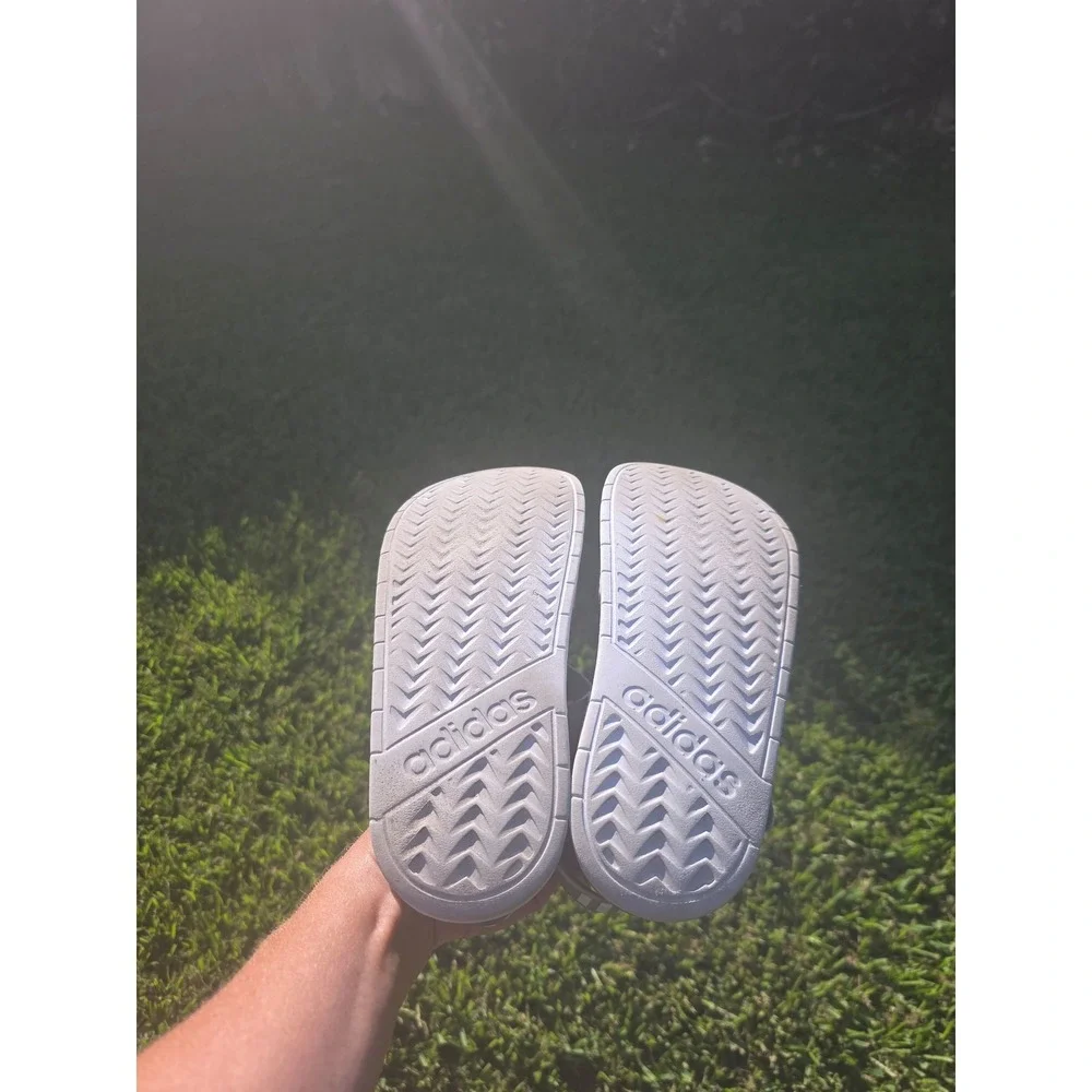 Adidas Adilette 2.0 Sandals Green Olive White Strap Slide Mens